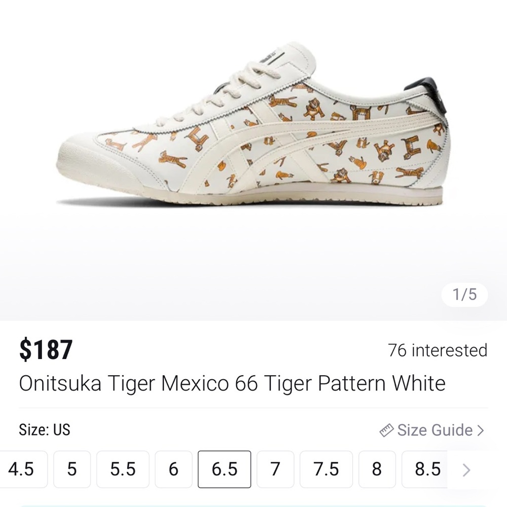 Onitsuka Tiger Mexico 66 Tiger Pattern White
